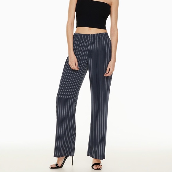 BABATON “Tribute” Pinstripe Wide-Leg Pants Navy Trousers S - Picture 3 of 10